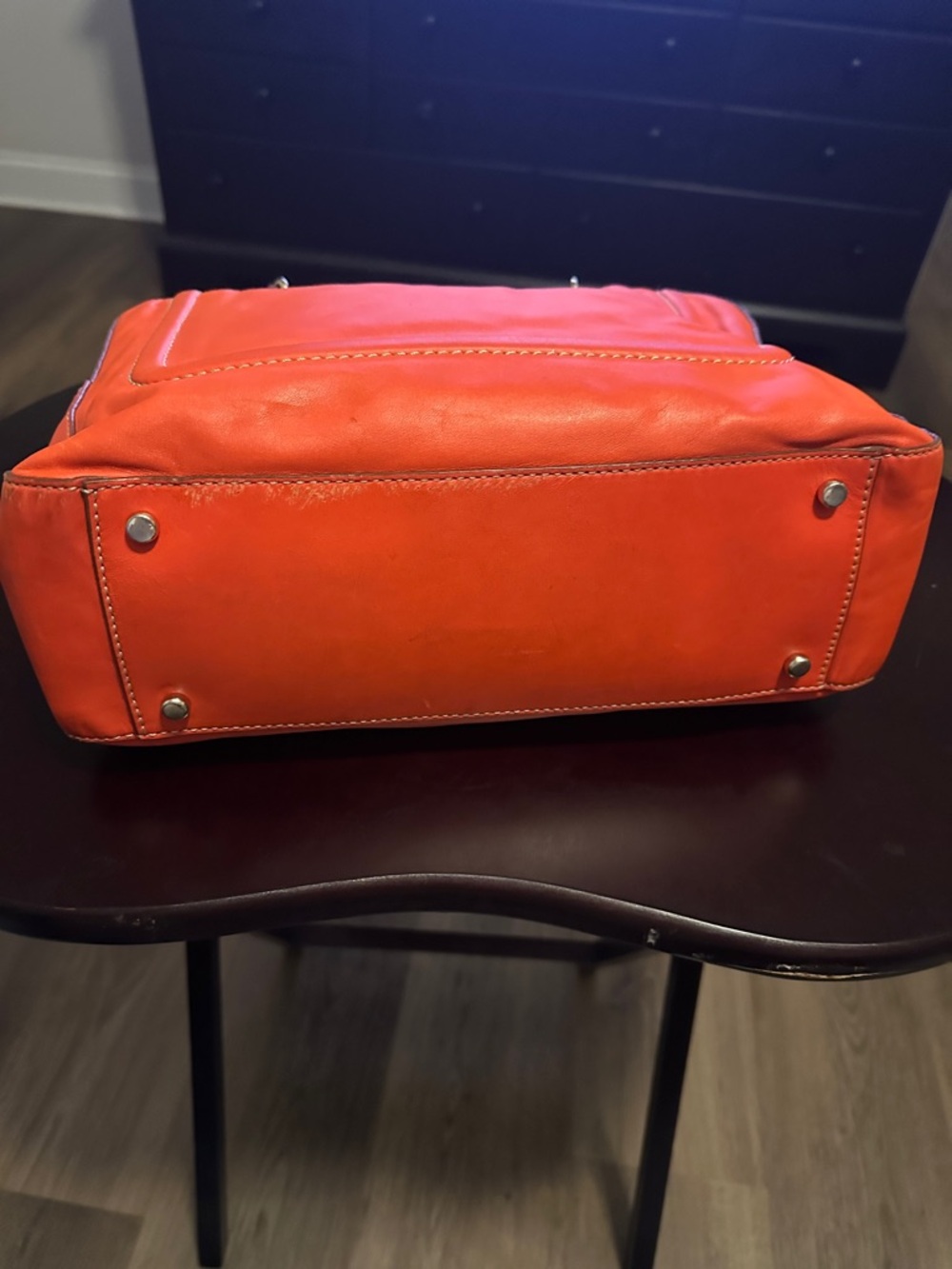kate spade Cyber Orange Leather medium Satchel, Gold Hardware HTF - Picture 10 of 13